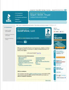 GoldFellow's Better Business Bureau Page